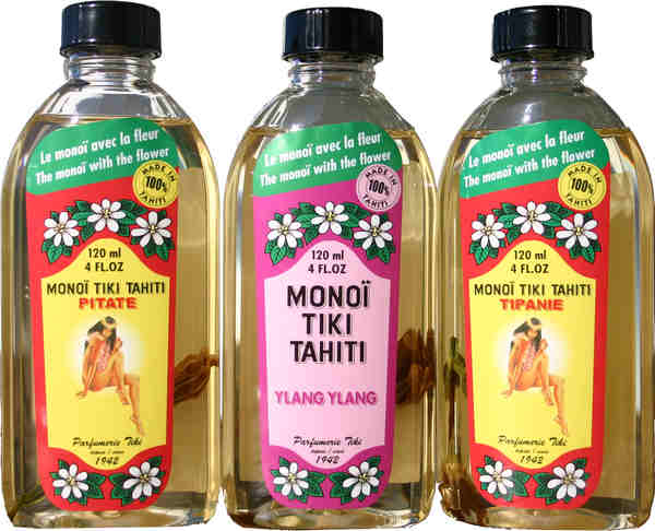 Lot de 3 Monoi de Tahiti 120ml : Ylang Frangipanier Jasmin