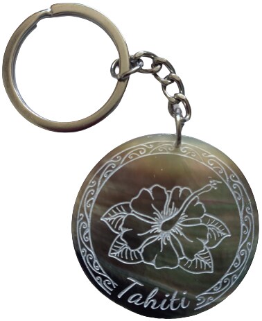 Porte clefs en nacre - Fleur d'Hibiscus