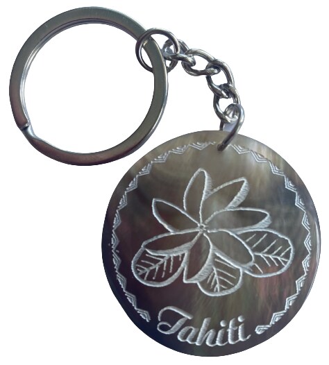 Porte clefs Tahitien en Nacre - Fleur de Tiaré